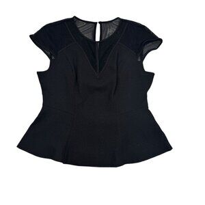 Guess Y2K Whimsigoth/Witchy/Goth Black Peplum Mesh Dressy Top Women's Size XL